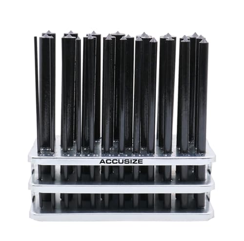 Accusize Industrial Tools 28 Pcs Transfer Punch Set 3/32 to 1/2 by 64ths in Metal Index 0250-0028