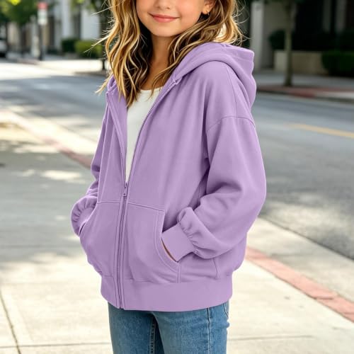 Cethrio Hoodies for Boys 14-16 Girls Zip Up Hoodie Oversized Hooded Sweatshirt Jacket Fall 2026 Fashion 5T Back to School Outfits for Girls Sudaderas Con Capucha Dressly Capsule Wardrobe Purple - image 9