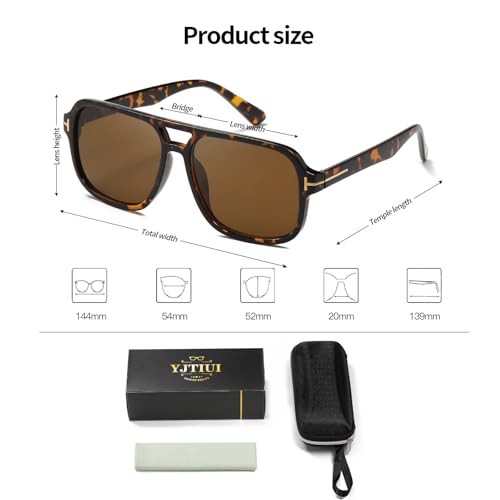 Retro Classic Aviator Sunglasses - Unisex Rectangle Shades for Sun Protection, Trendy & Vintage Eyewear for Men and Women YJ22024