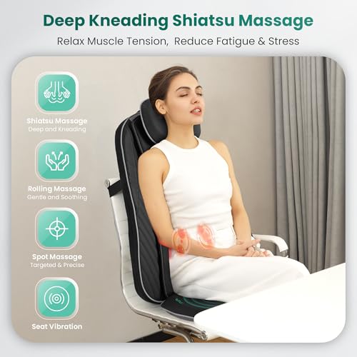 Snailax Shiatsu‑Massagesitzauflage mit Wärme‑ und Vibrationsfunktion – Ansicht 2