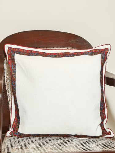 Image of Indigo Rust Medley Cushion Cover Decorative Pillow Cover for Living Room & Bedroom, Cushion Cover, Hidden Zipper, Pack of 1