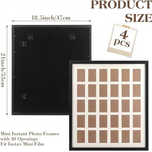 Image of Namalu 4 Pcs 2 x 3 Multi Pictures Frame Collage Wall Decor with 30 Openings Black Wood Mini Film Photo Wall Frames for Display Wedding Decoration,18.5 x 21 Inches