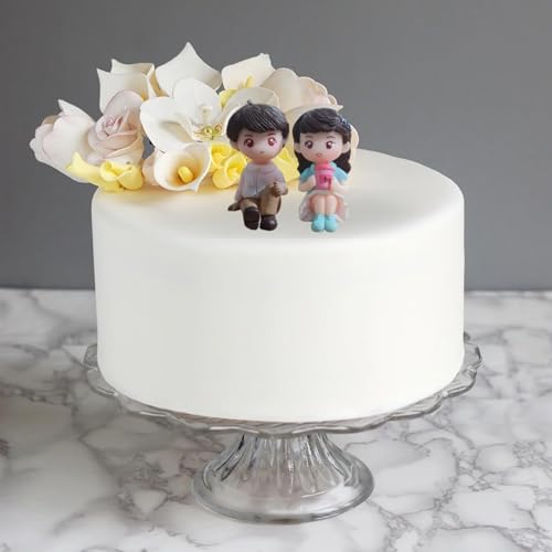 Image of Cute Cartoon Couple Car Dashboard Accessories | Plastic Action Figure Ornament with Balloon | Interior Dashboard Decoration for Car, Home, Office (8 x 4 cm) (Model 6)