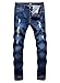 ZLZ Men's Ripped Skinny Distressed Destroyed Slim Fit Stretch Biker Jeans Pants with Holes (32, Blue)