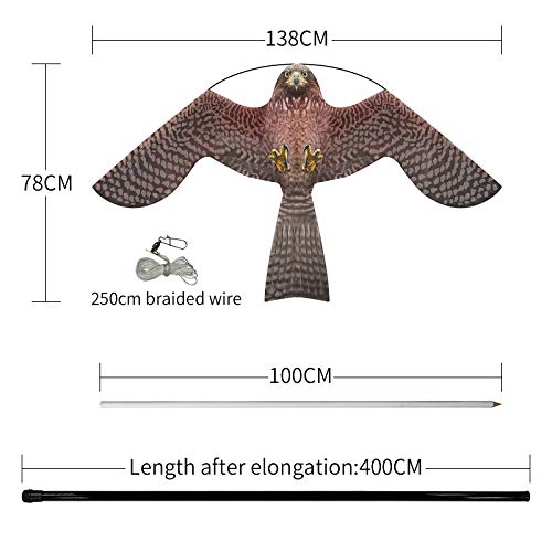 Eyijklzo Bird Scarer Flying Kite Crops Farm Flying Bird Hawk Flying Kite With 4M Telescopic Pole #TOP2