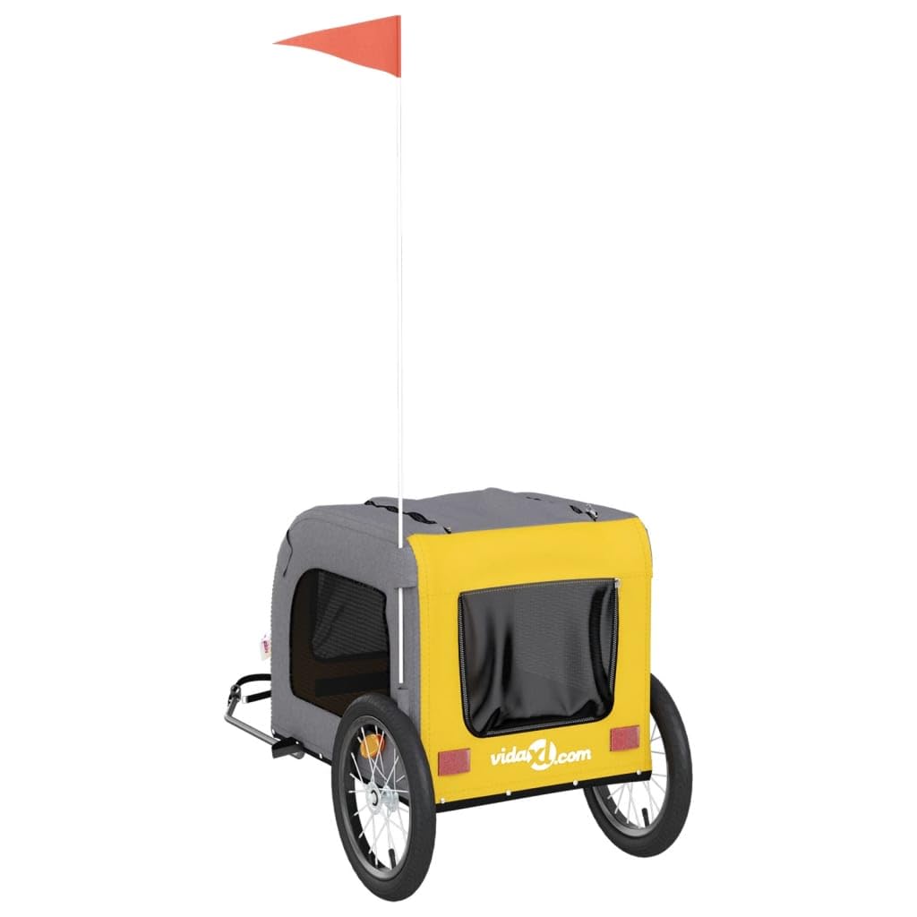 vidaXL Rimorchio da Bici per Animali Nero e Grigio Oxford e Ferro