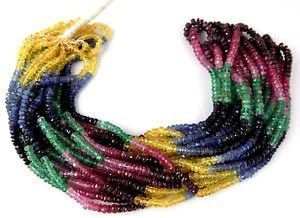 1 Strand Natural Multi Sapphire 3-4mm Faceted Rondelle Gemstone Beads 16"Long