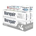 Biorepair, Dentifricio Pro White, 4 Confezioni da 60 ml, Dentifricio Sbiancante con Tecnologia del Polimero Sbiancente PVP,Ripara lo Smalto e la Dentina per Denti Bianchi e Brillanti,Senza Fluoro