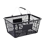 Pitycbo Einkaufskorb Aufbewahrungskorb Organizer mit Handlichem Griff Aus Formstabilem Pe Eisen Material für Supermarkt Kosmetikgeschäft Küche Schlafzimmer Sc, Schwarz