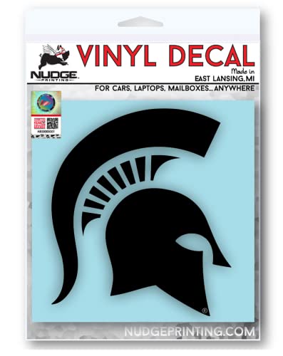 Image of Michigan State University Matte Black Spartan Helmet Sparty Head Weatherproof Vinyl Sticker Car Decal from Nudge Printing