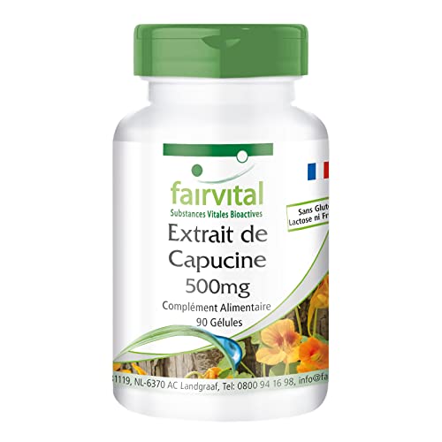 Fairvital | Extrait de capucine 500mg VEGAN - Fortement dosé - 90 capsules - concentré 4 fois