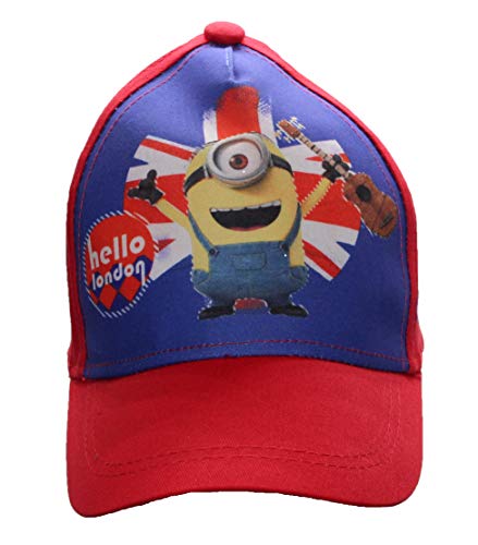 MINION Gorra de béisbol Hello London Blue o Varios tamaños para niños, niñas y niños (52, Rojo)