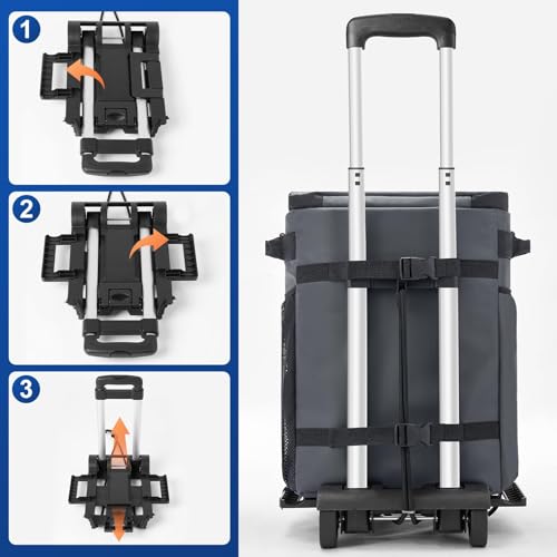 Image of Odoland 72 Can Rolling Cooler Bag with Wheels & Handle, Collapsible Insulated Ice Chest for Beach, Camping & Tailgating - Portable Travel Soft Cooler on Wheels, Collapses for Easy Storage