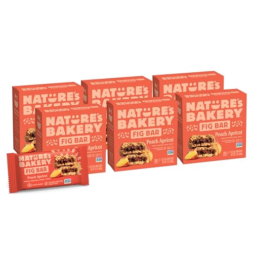 Image of Nature's Bakery Whole Wheat Fig Bars, Peach Apricot, Real Fruit, Vegan, Non-GMO, Snack bar, 6 Count (Pack of 6)