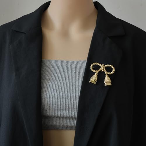 Image of Vintage Ribbon Bow Brooch Pin Exaggerated Bow Knot Lapel Pins Clip Shawl Hat Suit Dress Accessories Brooches Pins Unique Birthday Christmas Jewelry Gifts for Women Girls Mother
