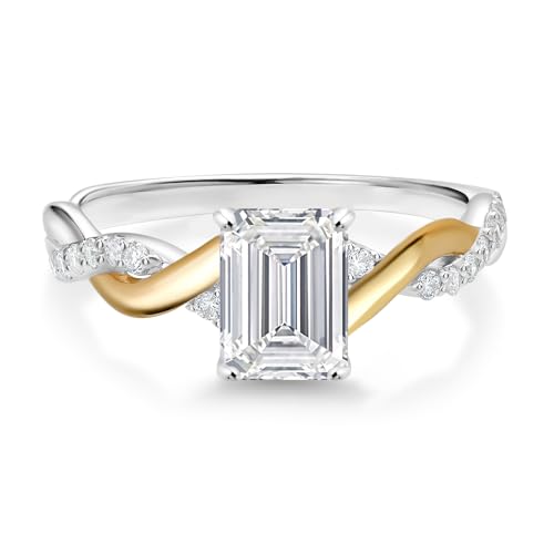 Gem Stone King 925 Silver and 10K Yellow Gold IGI Certified Lab Grown Diamond Engagement Ring For Women | 1.68 Cttw | Center Emerald Cut Diamond 1.5 Ct | F-G Color | VS1 Clarity3