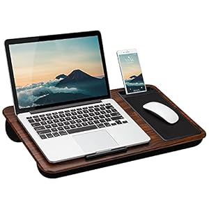 LAPGEAR Home Office Schoßschreibtisch – Espresso-Holzmaserung, passend für 15,6-Zoll-Laptops