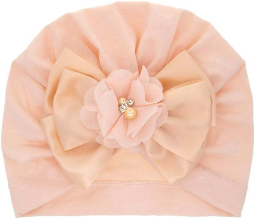 Nishine 5 Pack Baby Turban Beanies Hat Newborn Bow Cap Hats Toddler Skull Beanie Bowknot Cap Headwear - Image 6