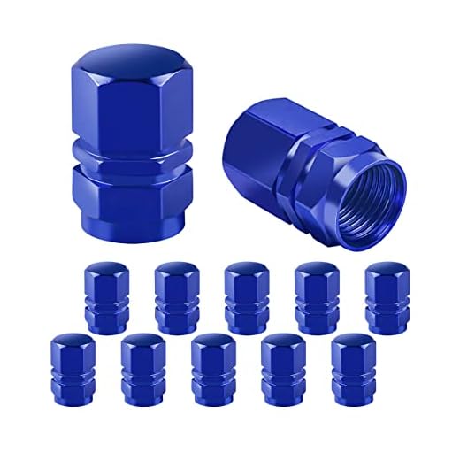 Car Tire Valve Stem Cap, 12 Pcs Wheel Valve Covers, Leak-Proof Air Caps Cover, Airtight Aluminum Alloy Hexagon Shape Tyre Accessory, Universal for Auto, Truck, SUV, Motorcycle, Bike (Blue)