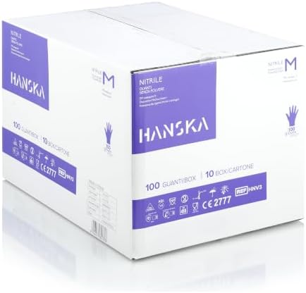 HANSKA 1000 violette Nitril-Einweghandschuhe – puderfrei – Einweg – beidhändig – nicht steril – Gummibasis – geeignet für medizinische Bereiche, Handhabung von Lebensmitteln (1000,