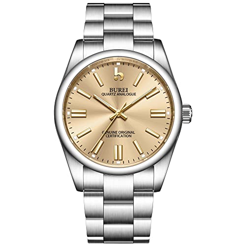 BUREI Reloj de Moda de Acero Inoxidable para Hombre, Relojes de Pulsera de Cuarzo con Movimiento japonés para Hombre, Reloj clásico de Lujo de 42mm BUREI Reloj de Moda de Acero Inoxidable para Hombre, Relojes de Pulsera de Cuarzo con Movimiento japonés para Hombre, Reloj clásico de Lujo de 42mm