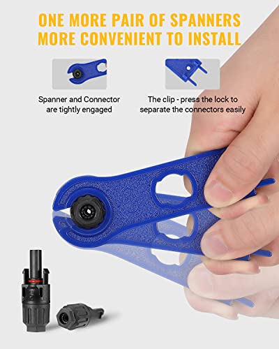 Bougerv 12 Pcs Solar Connectors With Spanners Solar Panel Cable Connectors 6 Pairs Male/Female(10Awg) #TOP2
