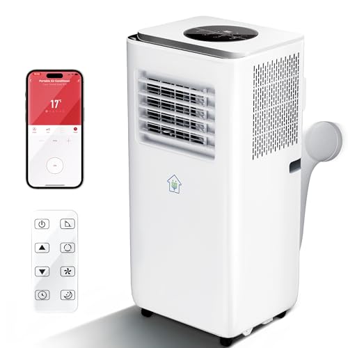 2026 Upgraded Portable Air Conditioners 10000 BTU, Smart Portable AC Unit with App & Remote Control, 4-in-1 Cooling, Heating, Dehumidifier, Fan for Rooms up to 450 sq.ft, 24H Timer, 2 Speed