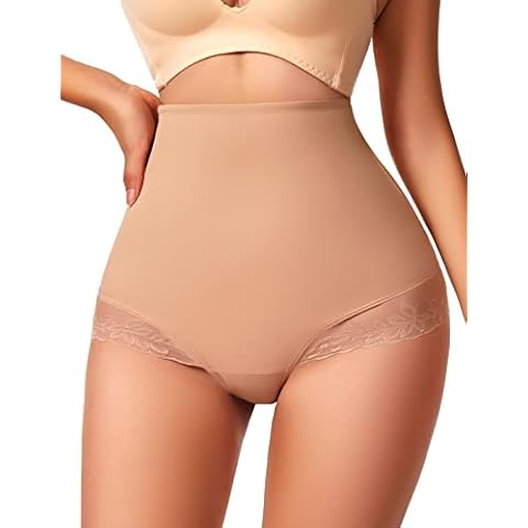 JELLYOGA Tummy Control Thong Shapewear for Women Body Shaper Panties Girdle High Waisted Shaping Underwear (Beige, S) Cover