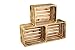 GrandBox Caisse en Bois flammé Flame-Box, Lot de 3, Caisse à vin, Caisse à Fruits, Caisse de décoration, Rangement Vintage Shabby Chic, Caisse à Bois de Chauffage