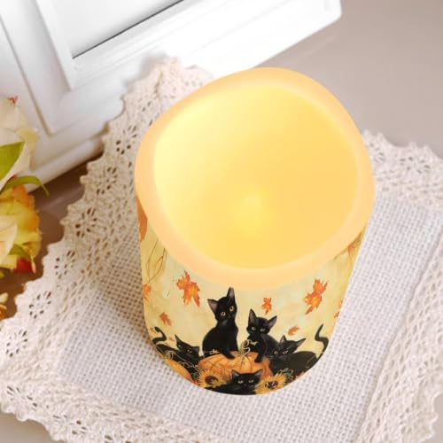 Image of Vintage Santa Christmas LED Flameless Candles | 4 Pack LED Flickering Battery Operated Color Changing Electric Pillar Candles for Living Room, cozy Christmas Decoration