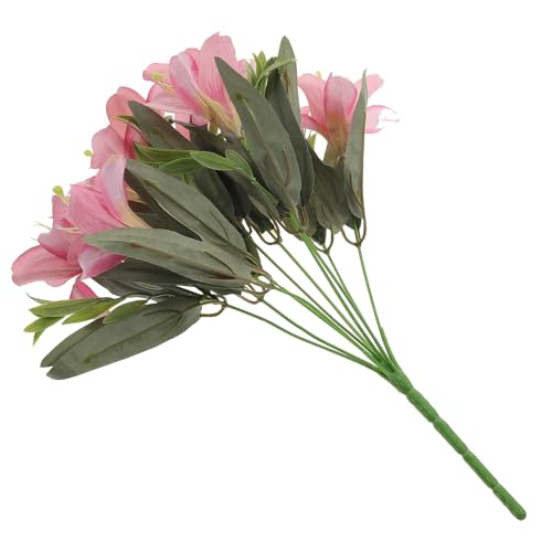 FUTUREORYY Ramo de Lirios Artificiales Decorativos de 10 Cabezas Flores Ornamentales de Seda Color Rosa Arena Ramo Sintético Reutilizable para Decoración del Hogar Bodas y Eventos