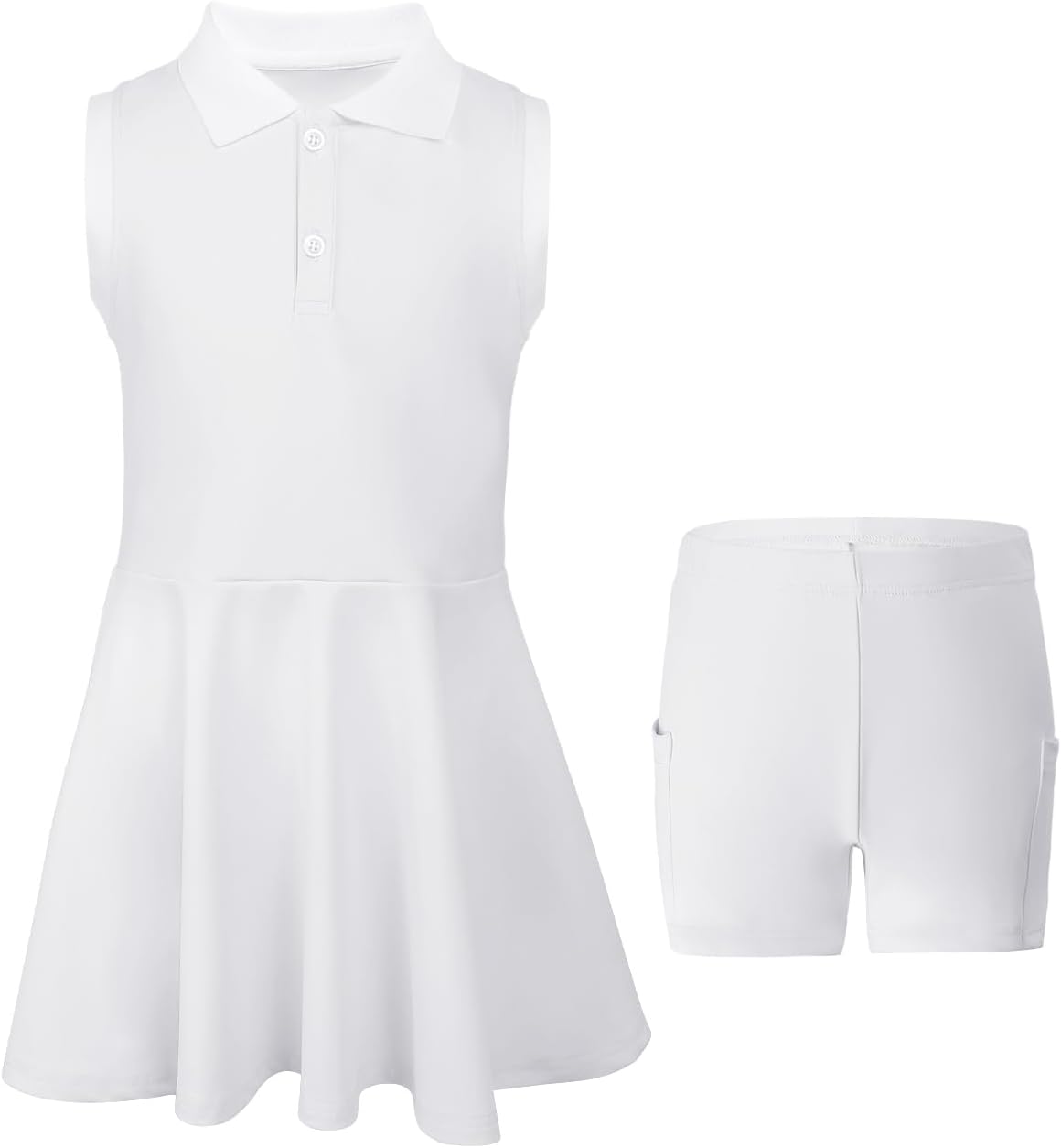 Girls Tennis Dress Kids Polo Golf Dress with Separate Shorts Pockets Sleeveless Toddler Tennis Outfit 5-15 Years