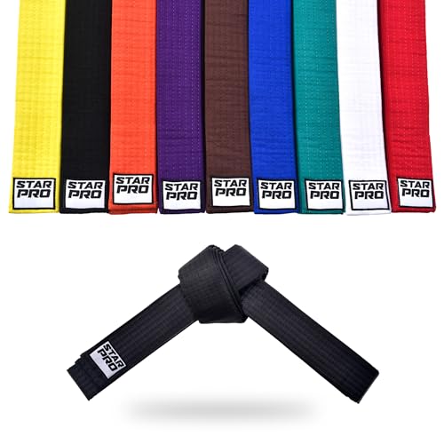 Starpro Cinturón de Ranking de Artes Marciales - Algodón de 7 Puntos - 9 Colores - Diseño Ligero para Entrenamiento y competición de Karate Judo Taekwondo - 240cm 280cm 320cm