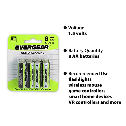 Evergear Aa Batteries, 2780Mah Aa Battery, Double A Battery, 1.5 Volt, Alkaline Batteries Aa For Family And Office Equipment (8 Pack) #TOP2