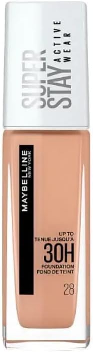 2 x Maybelline New York Foundation, Superstay Active Wear 30 Hour Long-Lasting Liquid Foundation, Lightweight Feel, Water, Sweat and Transfer Resistant, 30 ml, Shade: 28, Soft Beige