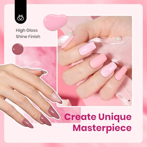 Image of Beetles Summer Gel Polish Set - Romantic Blush 6 Colors Gel Polish Set HEMA-Free, Nude Light Baby Hot Pink Colors Summer Nails, Long Lasting Soak Off UV LED Nail Lamp
