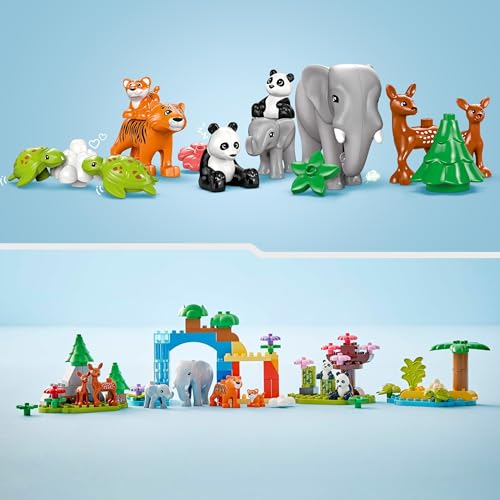 LEGO DUPLO 3in1 Wild Animal Families - Toddler Learning Toy for 2+ Year Old Girls & Boys - incl. Turtle, Tiger, Elephant, Deer & Panda Figures with Buildable Habitats - 10446 - Image 3