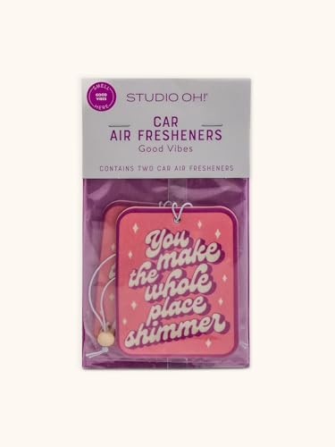 Image of Studio Oh! You Shimmer Set of 2 Hanging Car Air Freshener, Long-Lasting Fragrance, Odor Eliminator, Scented Car Accessory for Auto Interior, Decorative Air Freshener, 4 x 7.5 in