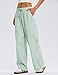 LOMON Pajama Pants Women Spring Summer 2026 Striped Clothes Wide Leg Pj Lounge Boxer Bottoms Palazzo Flowy Comfy Low Rise Trousers (Green Strips, L)