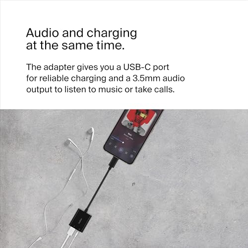 Belkin NPA004BTBK Rockstar™ 3.5Mm Audio With Usb-C Charge Adaptor Included, Usb-C Audio Adaptor Compatible With Ipad Pro, Galaxy, Note, Google Pixel, Lg G6 thumb #1
