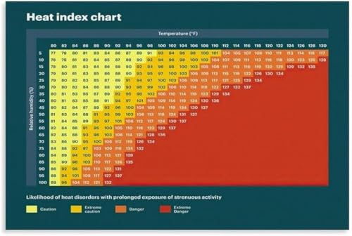 Graphique indice de chaleur affiche météo toile pour comprendre la canicule