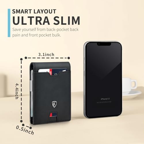 Image of RUNBOX Mens Slim Wallet with Money Clip RFID Blocking Bifold Credit Card Holder for Men with Gift Box