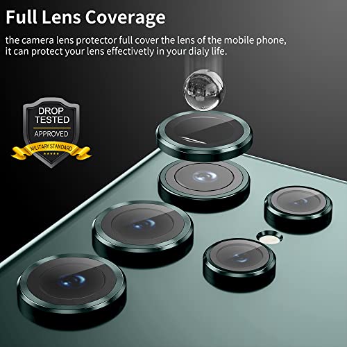 Image of Hoerrye Camera Lens Protector for iPhone 13 Pro Max (6.7 inch) & iPhone 13 Pro (6.1 inch), Titanium Alloy-Space Metal, Military-Grade Shatterproof (Black) (Green)
