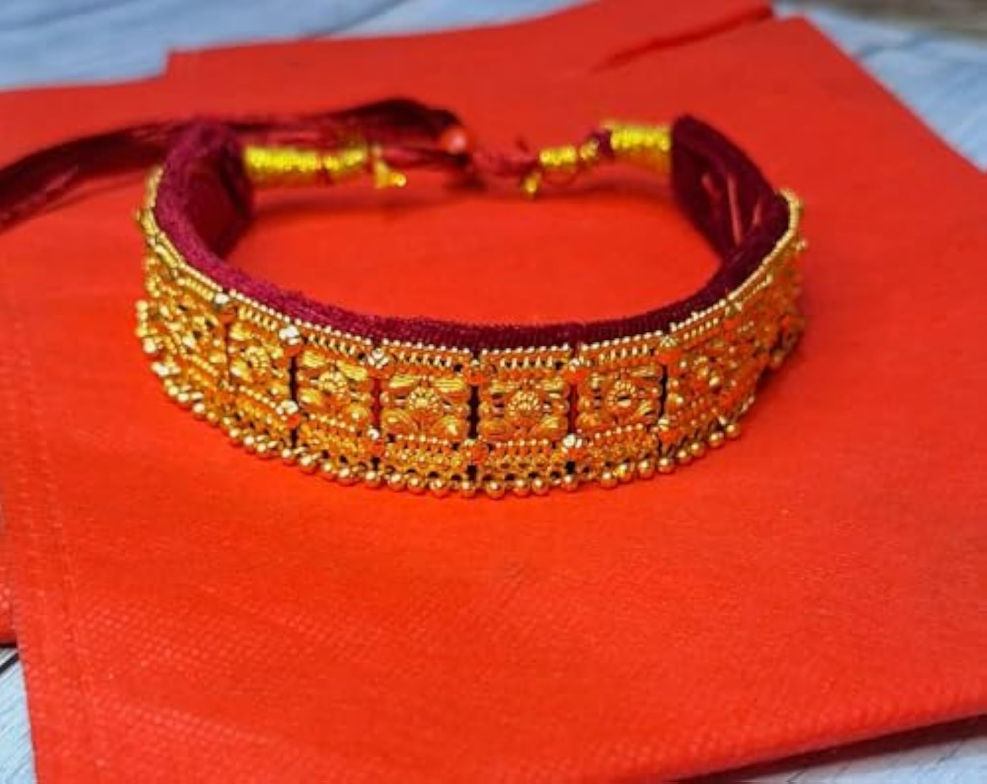 Pahadi Traditional Velvet Choker Necklace for Women