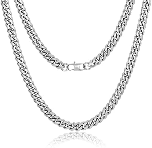 YIMERAIRE Cuban Link Chains for Men, 3-12MM Stainless Steel Gold Chain, 18-30in 18K Gold Plated Hip Pop Silver Chains Necklace for Women