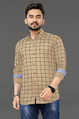 Image of Men's Casual Cotton Checks Shirt