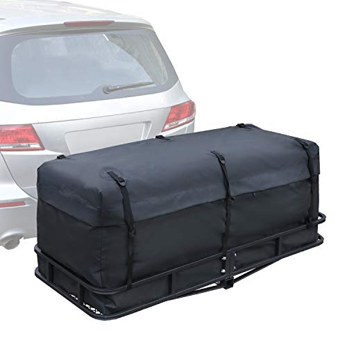 XCAR Hitch Mount Cargo Carrier Bag 16.8 Cubic Waterproof Luggage Storage Bag Black Traveling Bags for Car Truck SUV