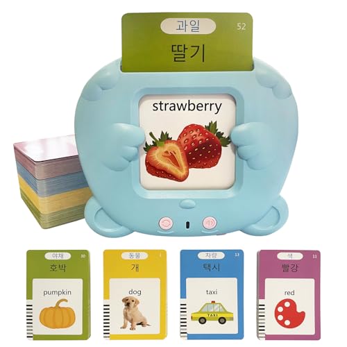 Korean-English Talking Flash Cards for Kids 112 PCS, Learn Korean Alphabet, Words and Pronunciation, Korean Language Learning Toys for Beginners