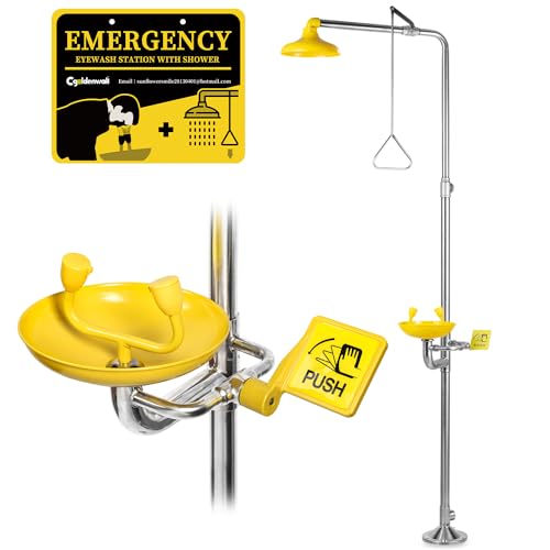 Lavaojos de emergencia industrial CGOLDENWALL estación combinada con ducha y tazón ABS