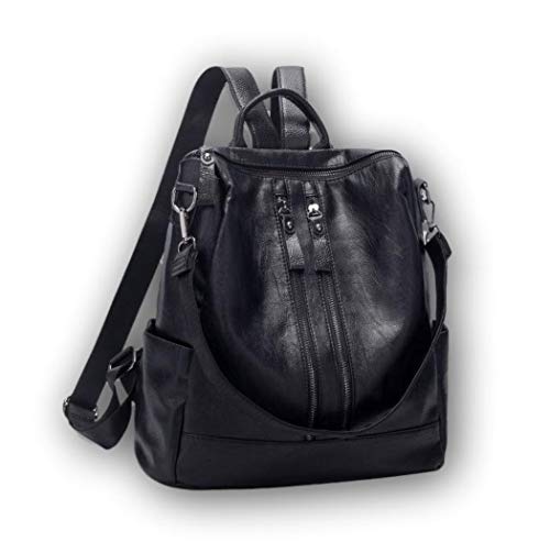 Ro Rox Womens Faux Leather Punk Zip Laptop Adult Uni Work Backpack Bag Rucksack - Black #TOP1